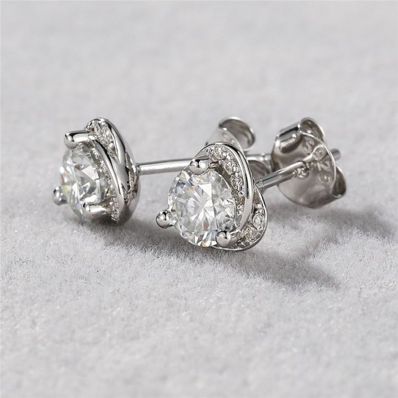 Certified 1ct. t.w. Moissanite Diamond Heart Halo Stud Earrings NEW - Picture 4 of 11